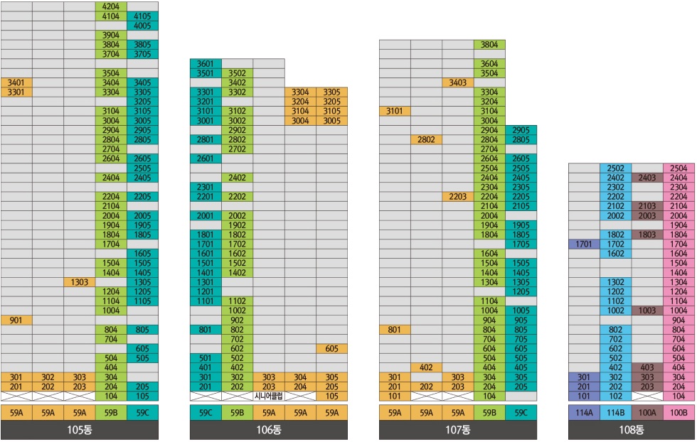 더 비치 푸르지오 써밋 동・호수 층별 배치도-2