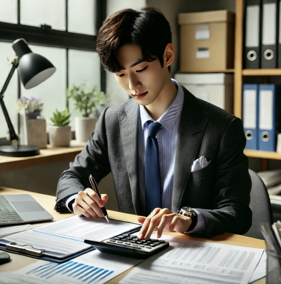 세금계산 중인 회계사