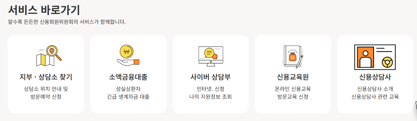 신용회복위원회 서비스 바로가기