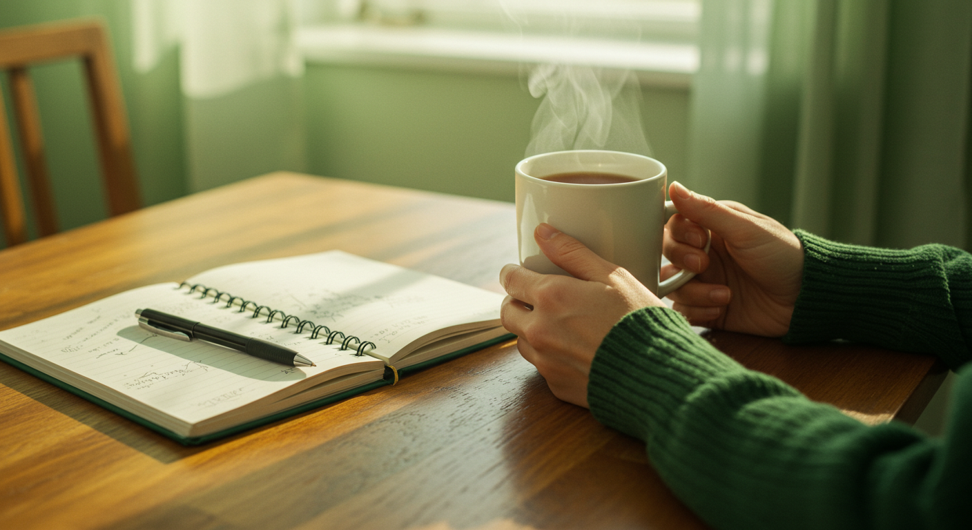 모닝 커피를 마시는 사진