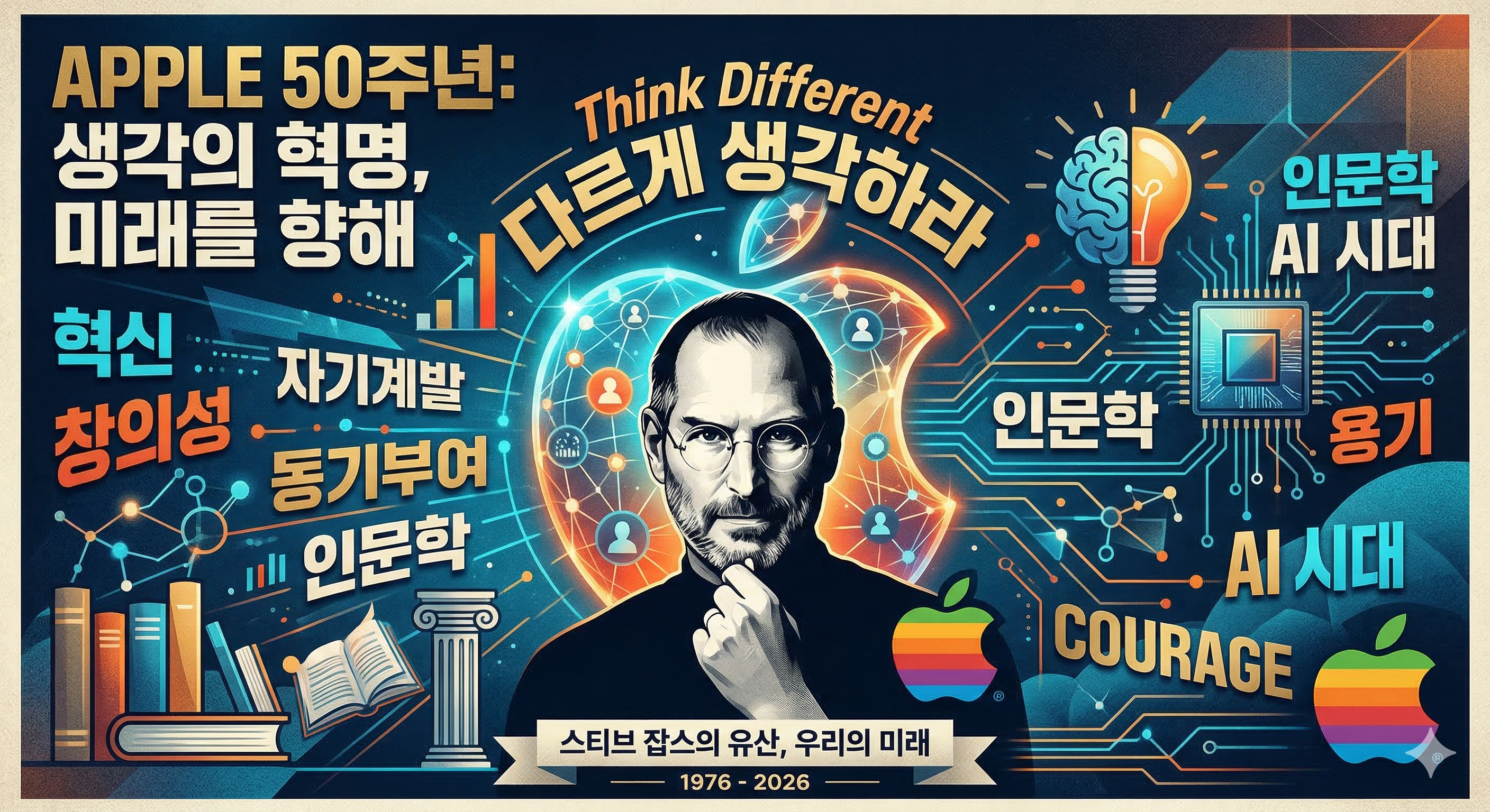 "미친 자들이 세상을 바꾼다" 애플 50주년, 스티브 잡스가 남긴 '광기'의 철학이 지금 우리에게 주는 위로