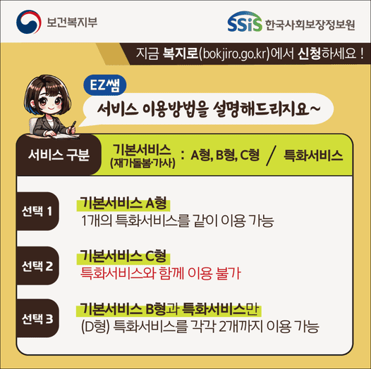 일상돌봄 기본서비스(출처:한국사회보장정보원)