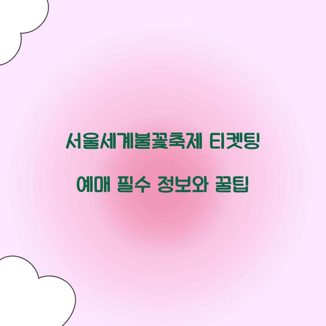 서울세계불꽃축제 티켓팅 예매