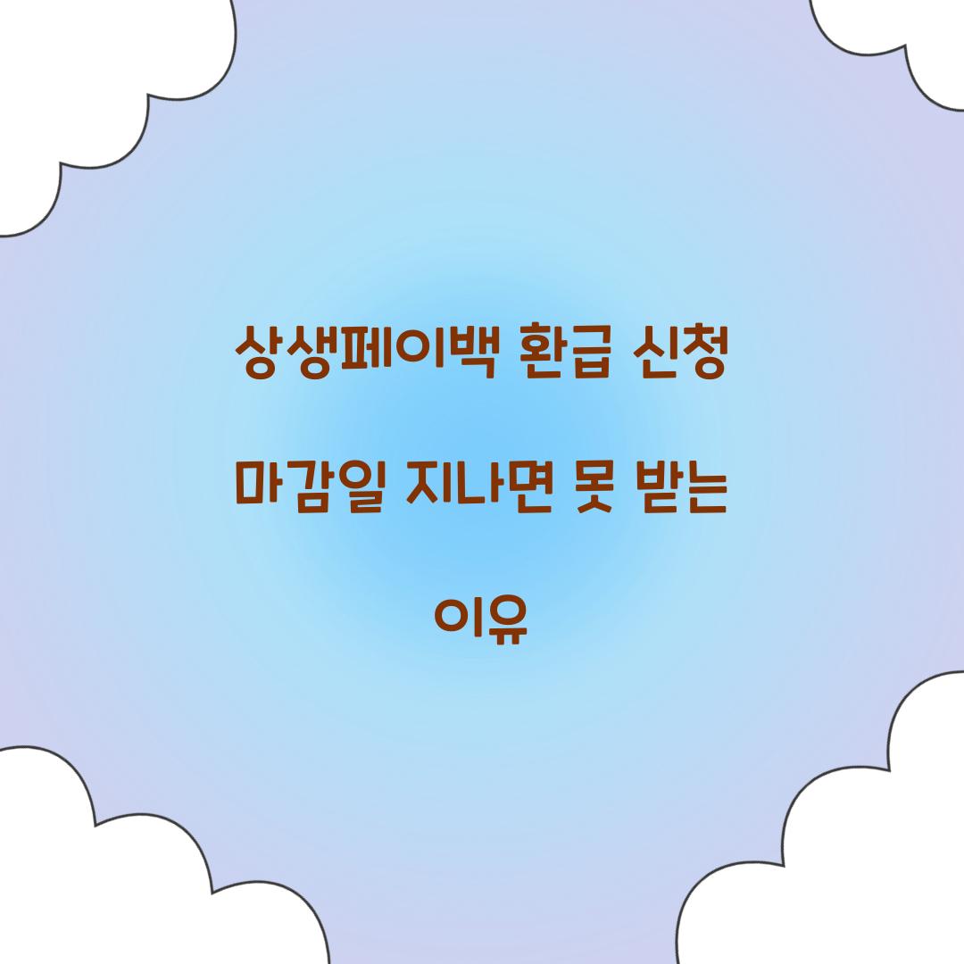 상생페이백 환급 신청 마감일 지나면 못 받는 이유  