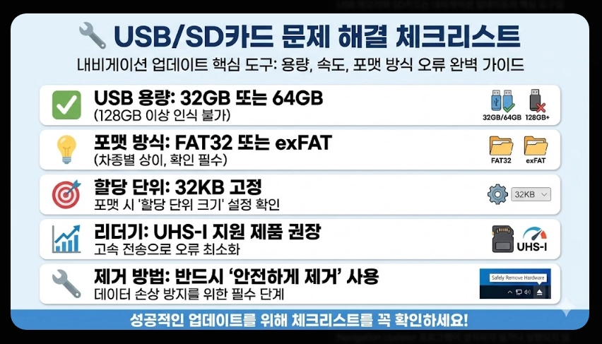 내비게이션 업데이트 오류 해결법