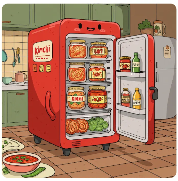 김치냉장고-김치통-배추몇포기