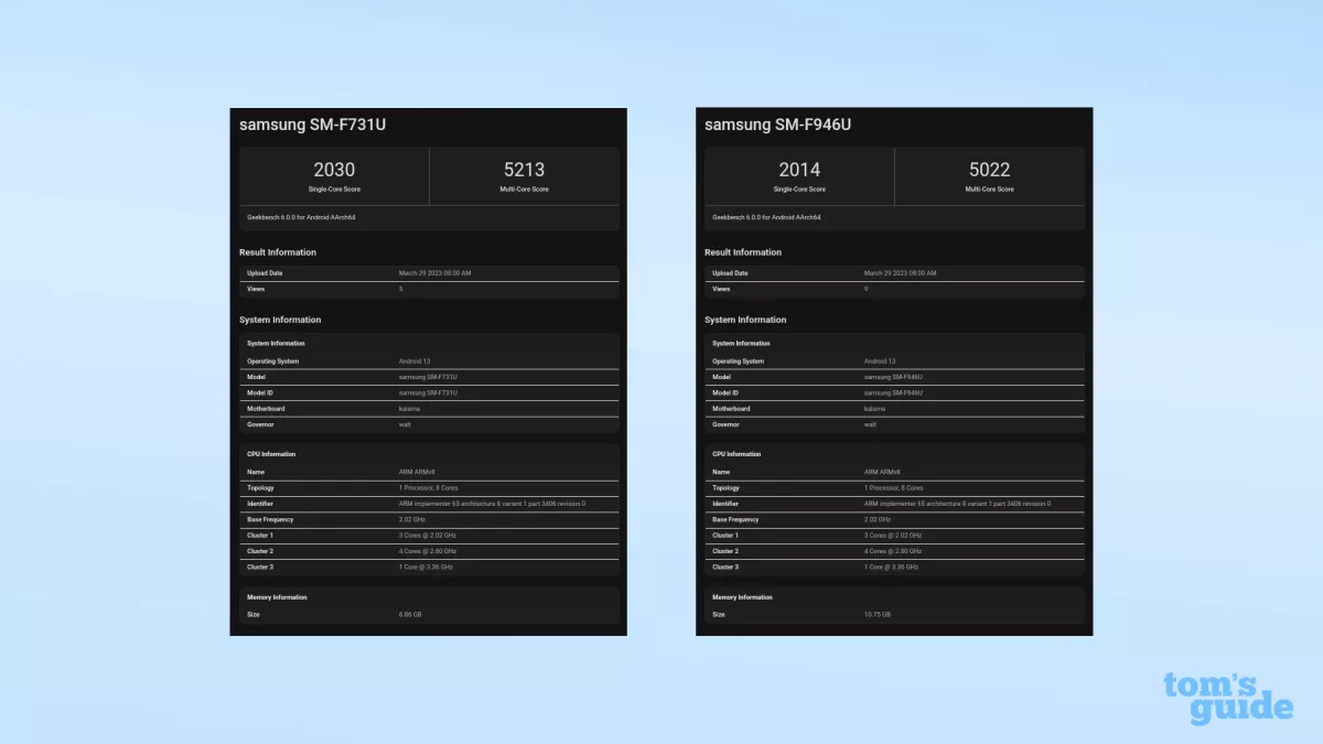 갤럭시 Z 폴드 벤치마크 점수