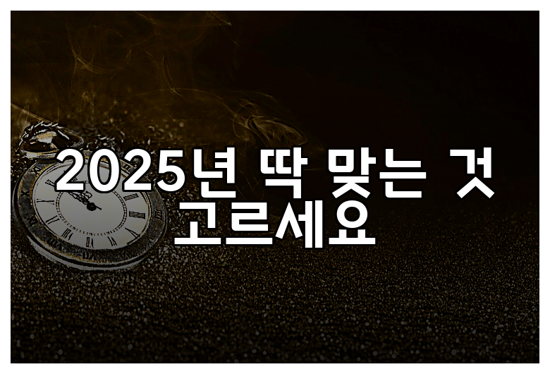 2025년 딱 맞는 것 고르세요