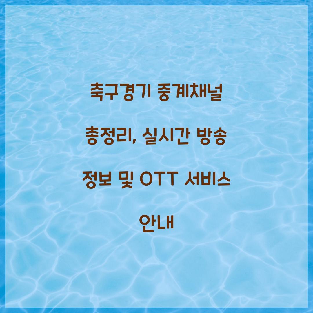 축구경기 중계채널