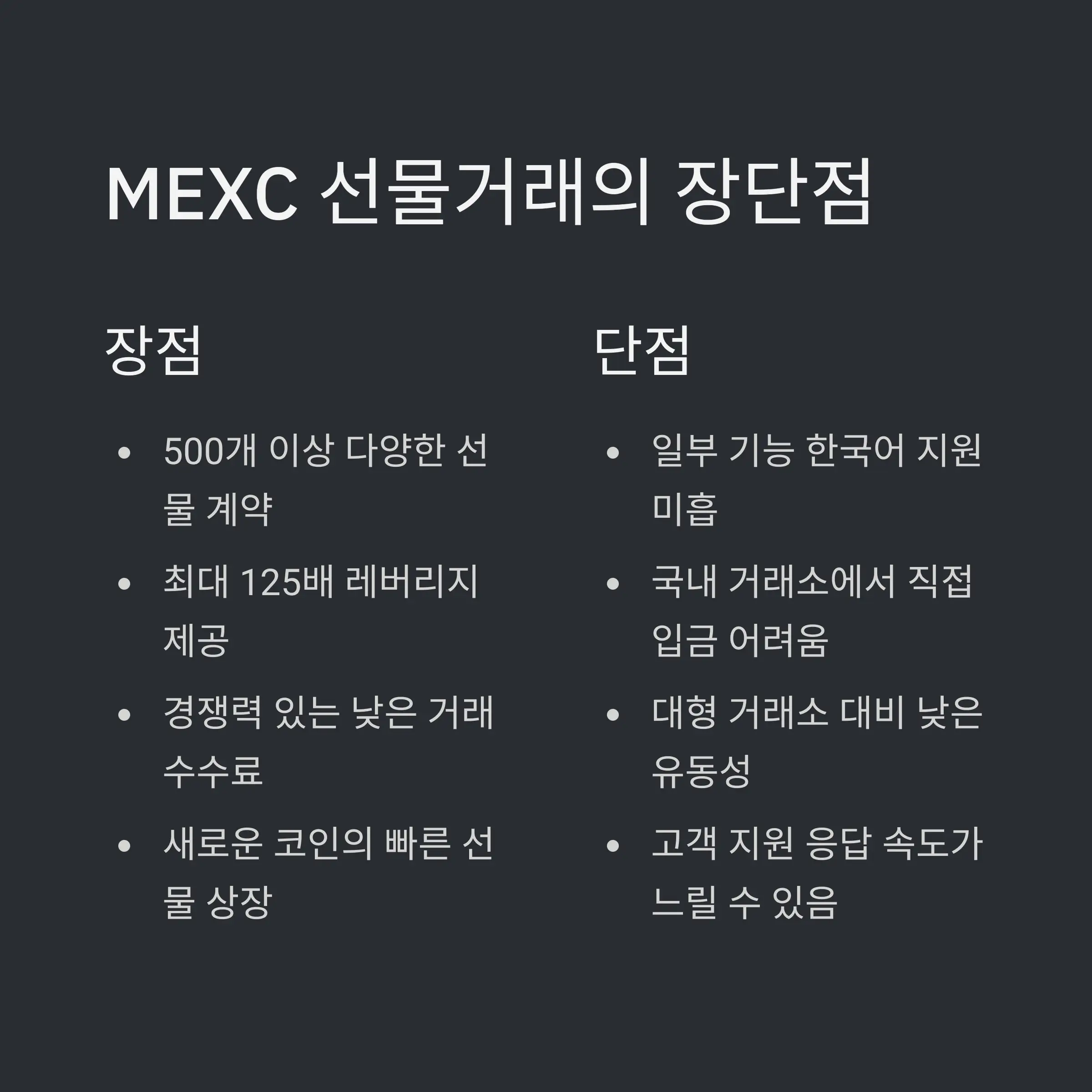 🔍 MEXC 선물거래 플랫폼의 장단점