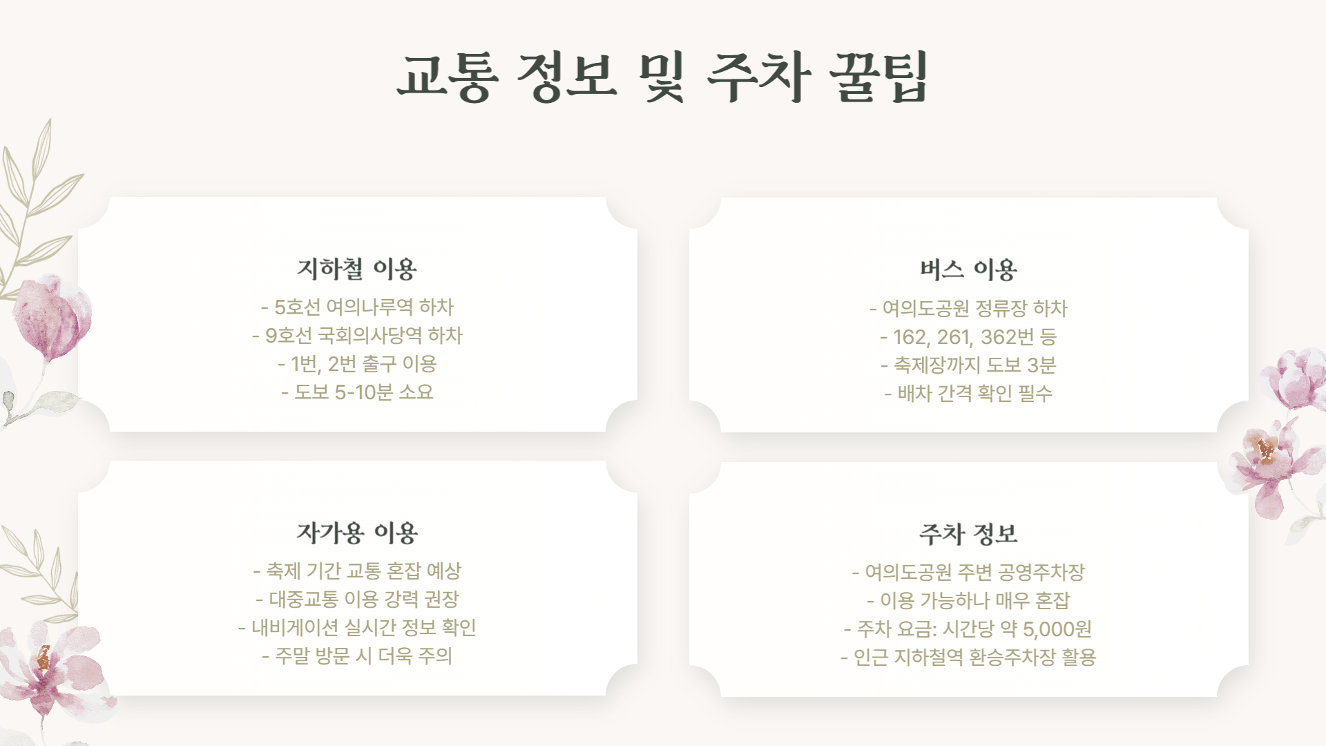 2025 여의도 벚꽃 축제 일정 및 필수 정보 총정리