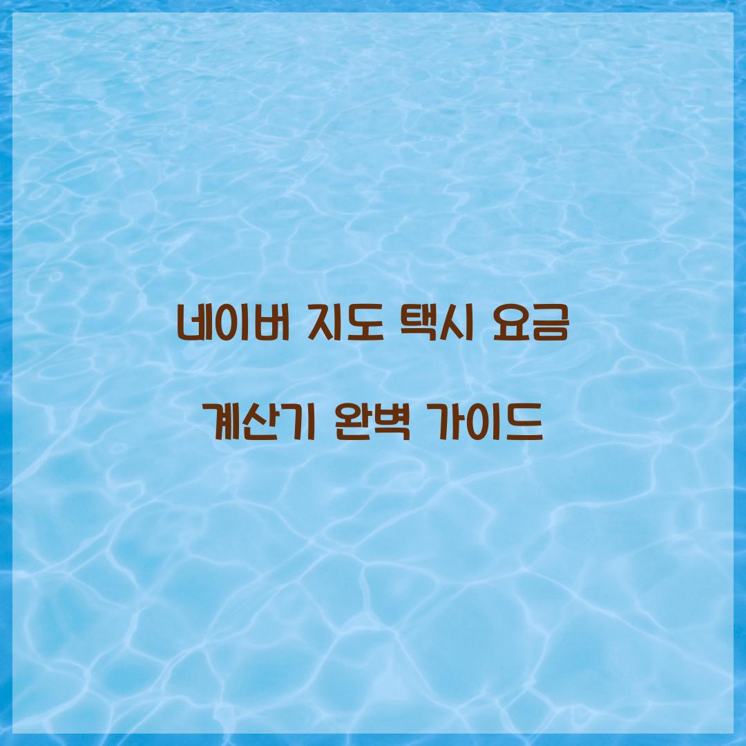 네이버 지도 택시 요금 계산기