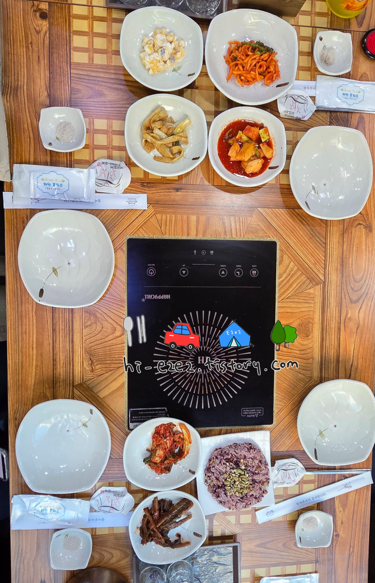 목포 여행 필수 로하스황칠오리 찹쌀밥 테이블 세팅