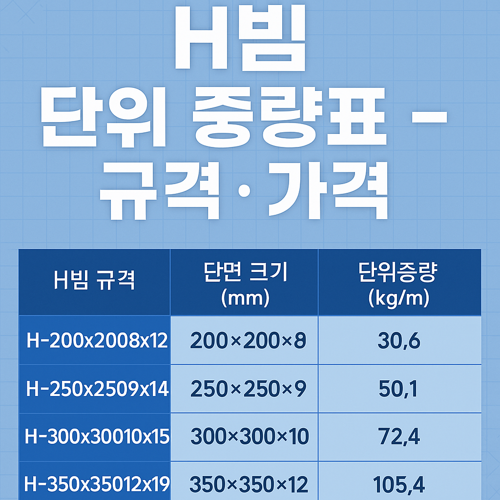 H빔 단위중량표 및 규격별 가격 총정리(견적 전 필독! 자재비 최대 300만 원 절약하는 법)