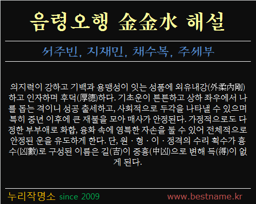 음령오행-금금수-해설
