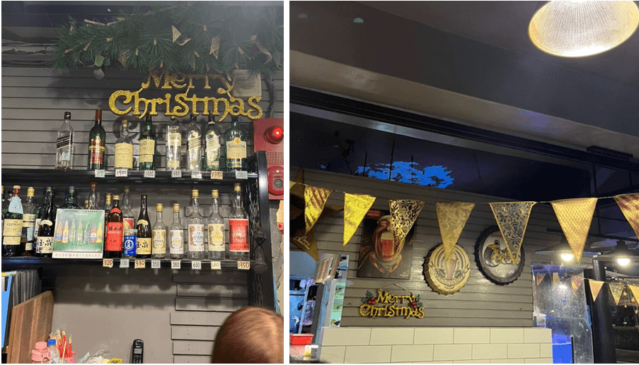 크리스마스로-꾸며놓은-식당-양주-고량주-파는-곳