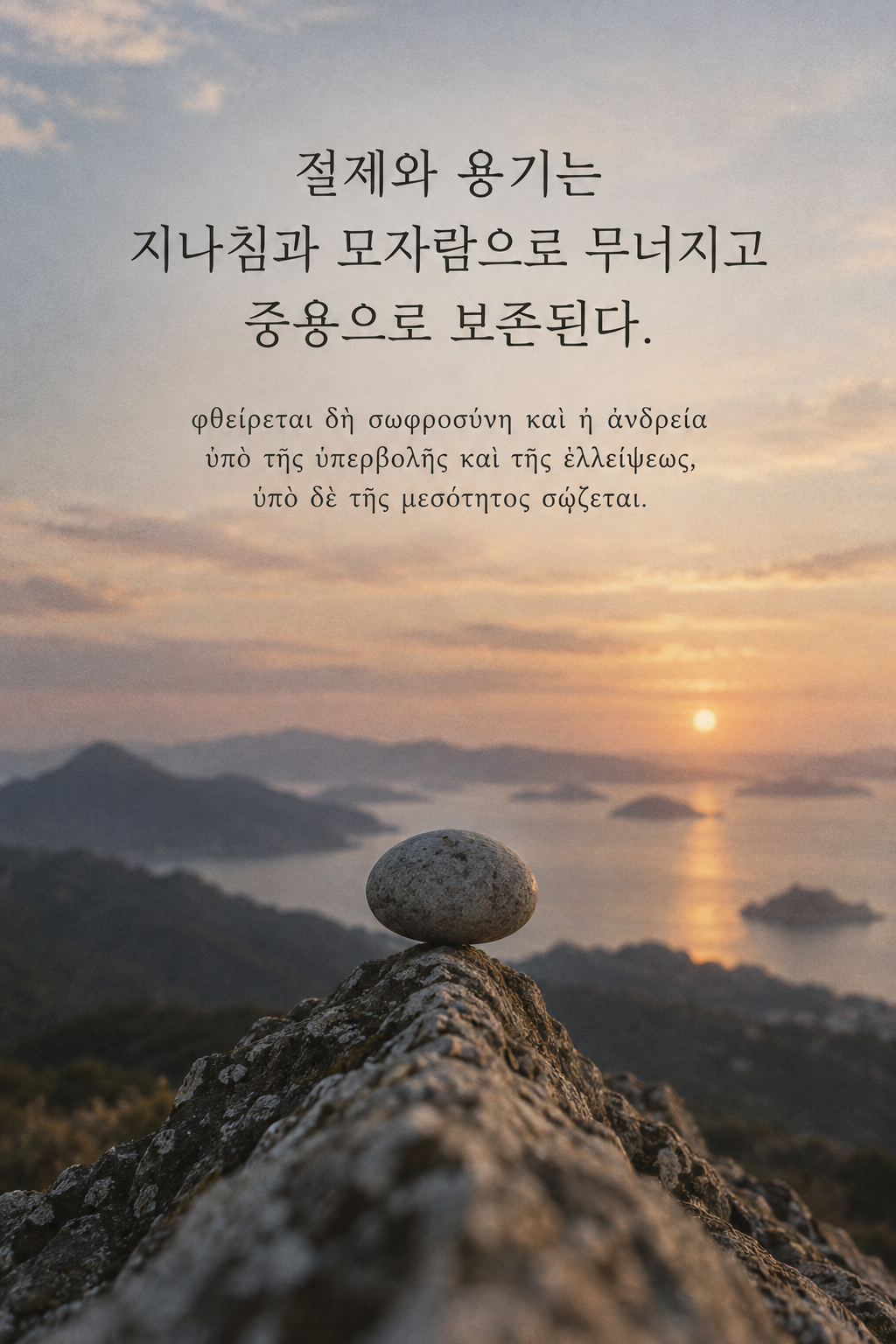 아리스토텔레스 명언 19 — 절제와 용기는 지나침과 모자람으로 무너지고 중용으로 보존된다. — 아날로그 필름