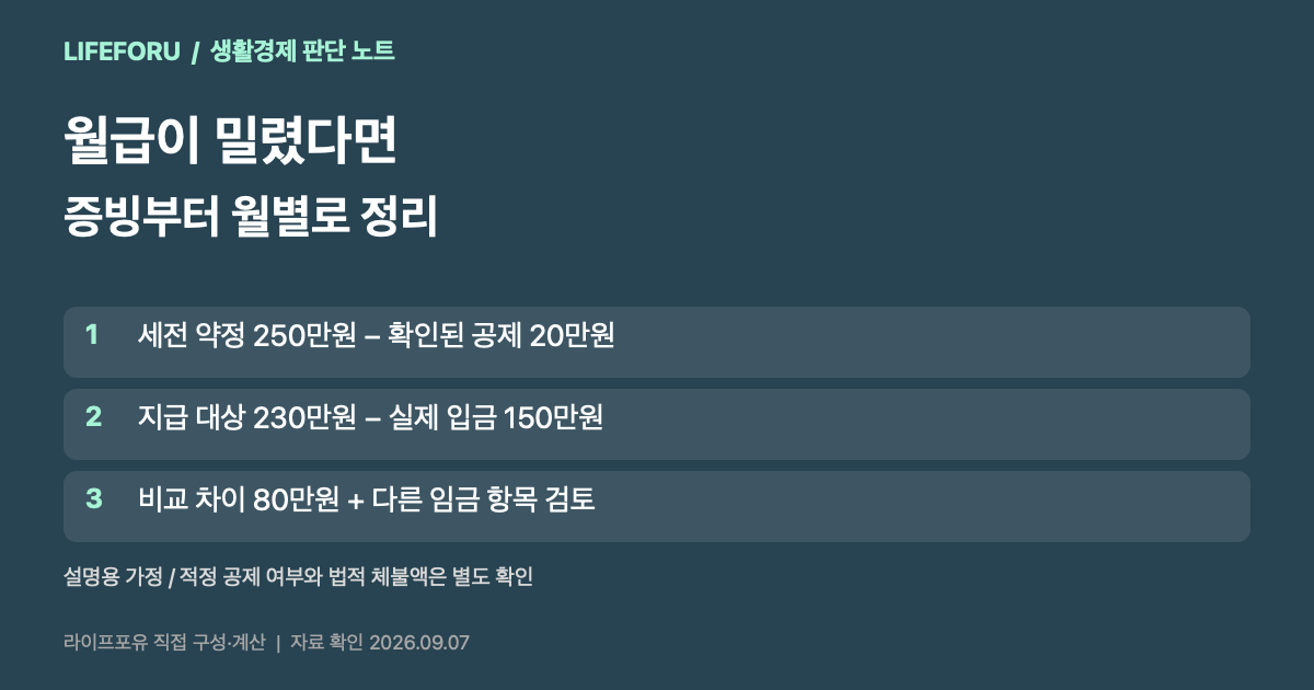 임금체불 자료 정리 약정금액 실제지급 확인필요공제 잔액을 월별로 구분