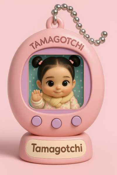 여자아기가 손흔드는 다마고치