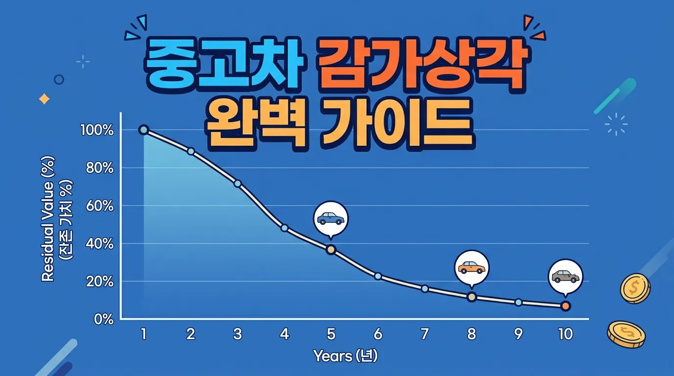 연식별로 중고차 가격이 하락하는 추이를 나타낸 꺾은선 그래프