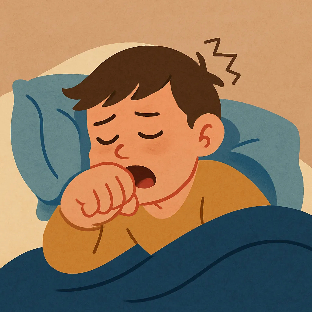 잠자는-도중-손을-무는-습관을-표현한-일러스트