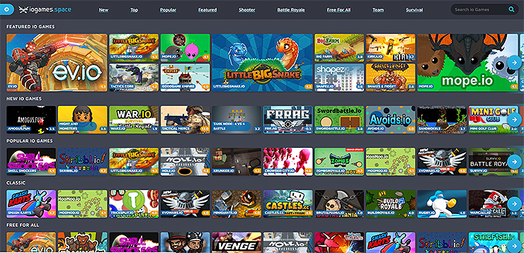 iogames-space-사이트-메인-화면