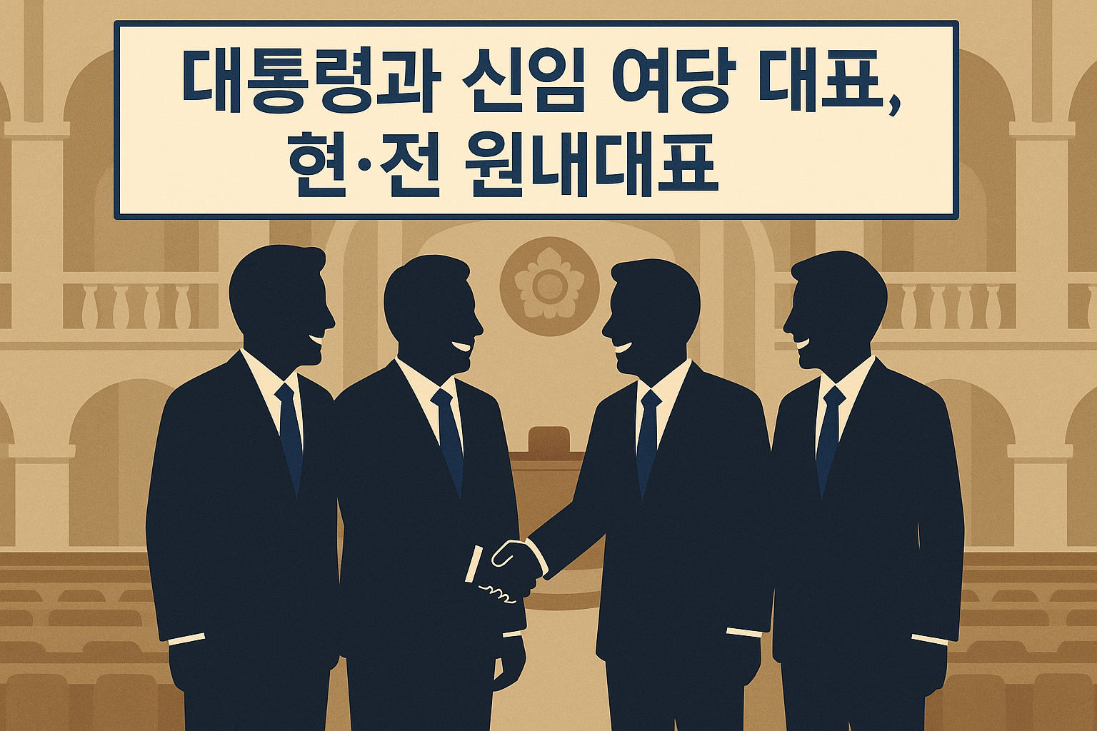 정청래 민주당대표 당선에 따른 대통령, 현·전 민주당 원내대표의 만남 (가상)