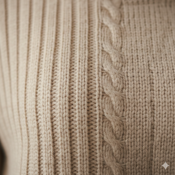 고급스러운 캐시미어 니트의 질감을 클로즈업한 사진