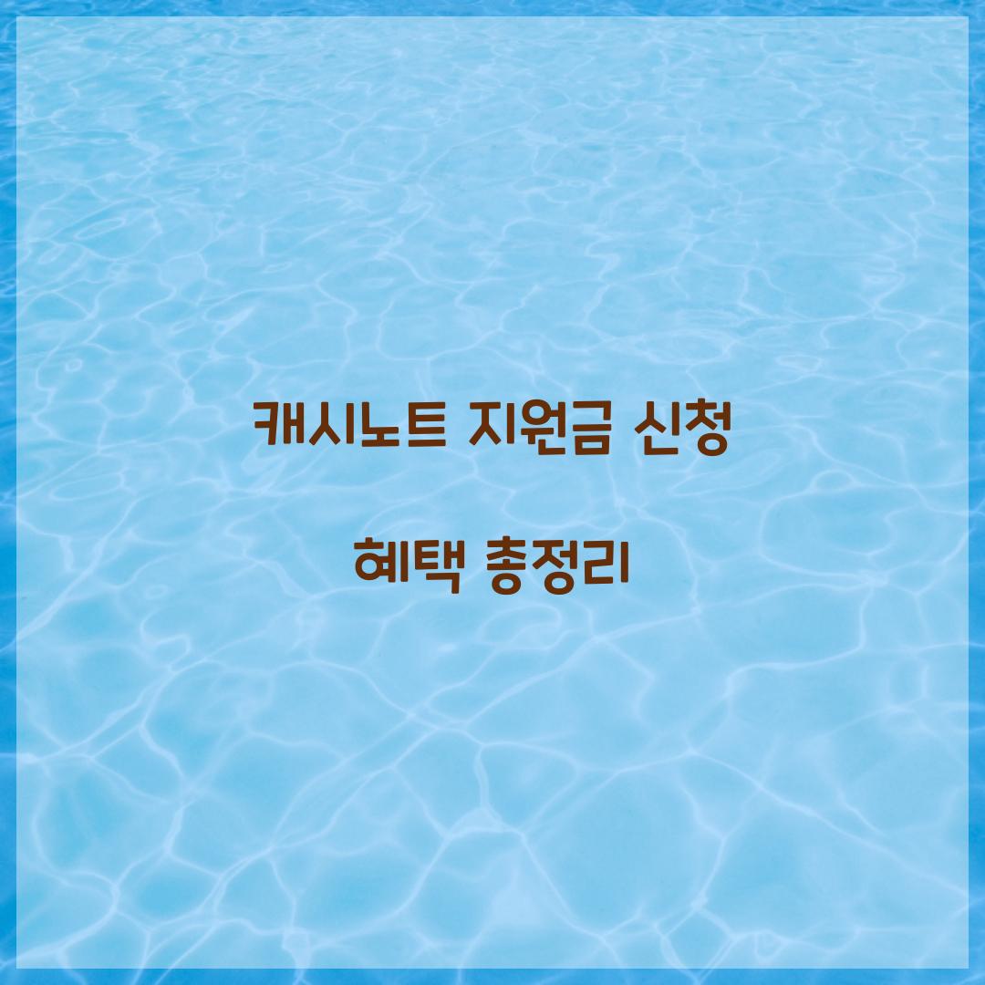 캐시노트 지원금 신청 혜택