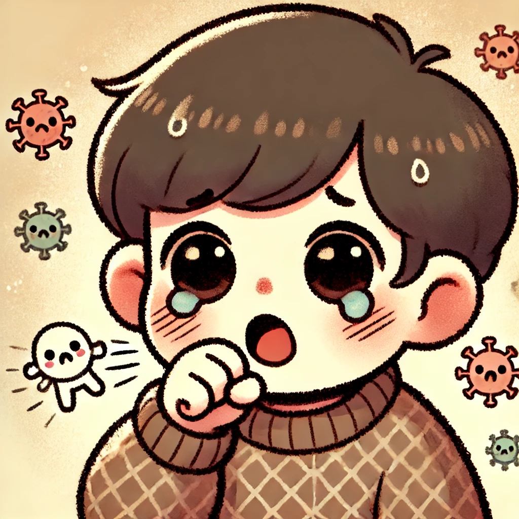 아이가 백일해에 걸려 기침하는 모습