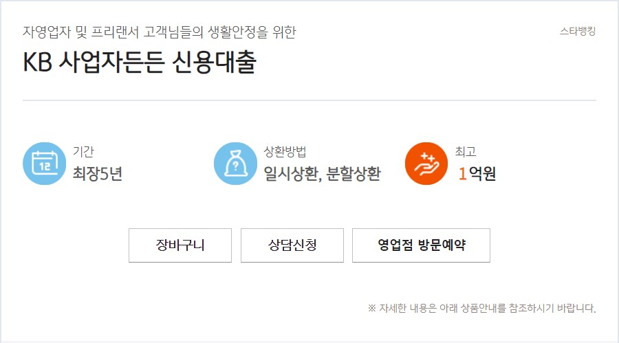 KB 사업자 든든 신용대출