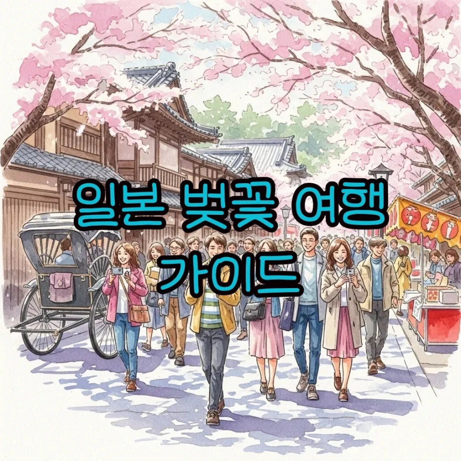 분홍빛 벚꽃이 아름다운 일본 거리의 봄 풍경