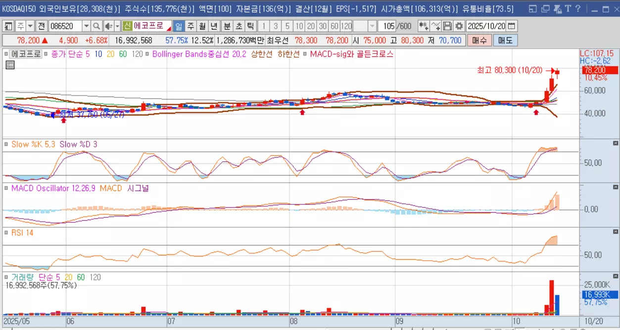 에코프로-일봉그래프