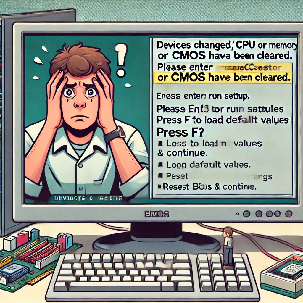 PC 오류 해결 방법: "devices changed (CPU or memory) or CMOS have been cleared"