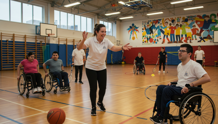 운동중인 장애인
