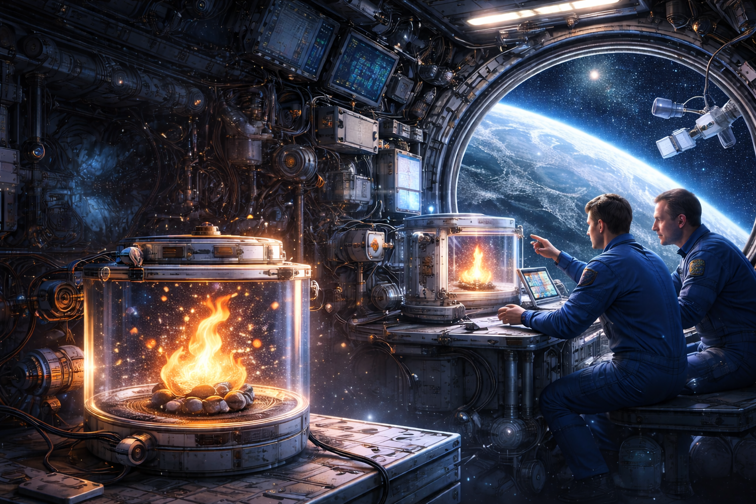 우주 실험실의 화염 실험