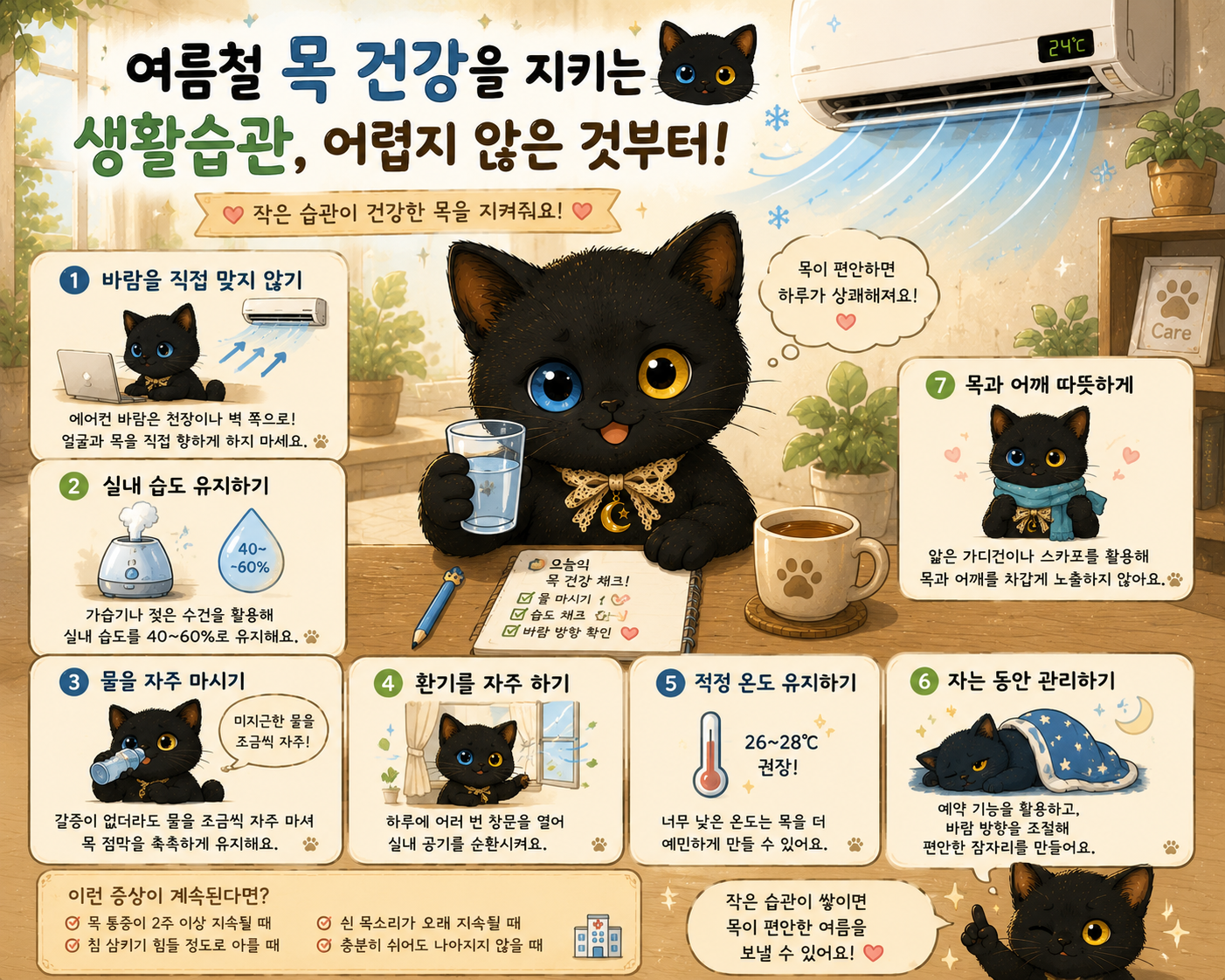 여름철 목 건강을 지키는 생활습관, 어렵지 않은 것부터 시작하세요