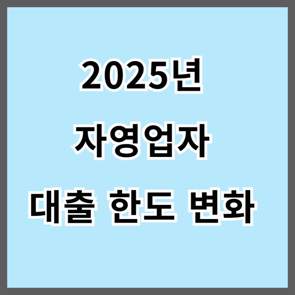 2025년 자영업자 대출 한도 변화 총정리｜스트레스 DSR, 세금 영향, 정책 자금까지 완벽 분석!