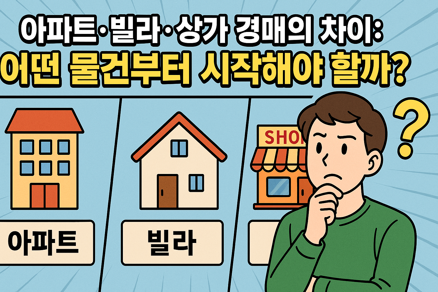 아파트·빌라·상가 경매의 차이: 어떤 물건부터 시작해야 할까?