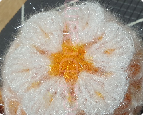 라인장식 꽃 호빵수세미