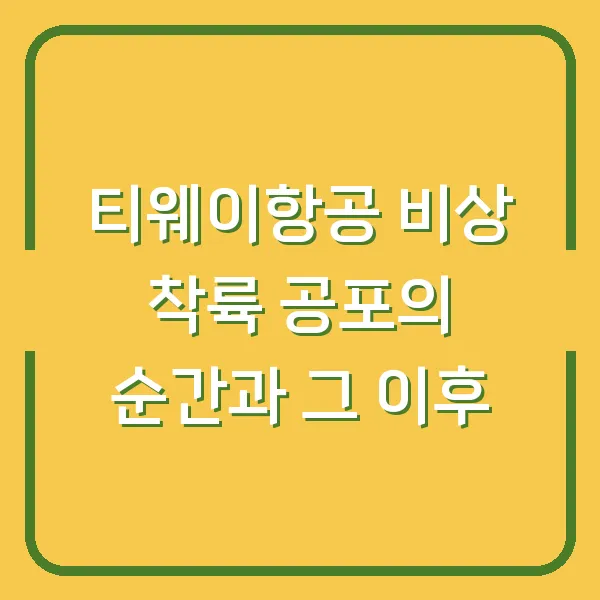 티웨이항공 비상 착륙 공포의 순간과 그 이후