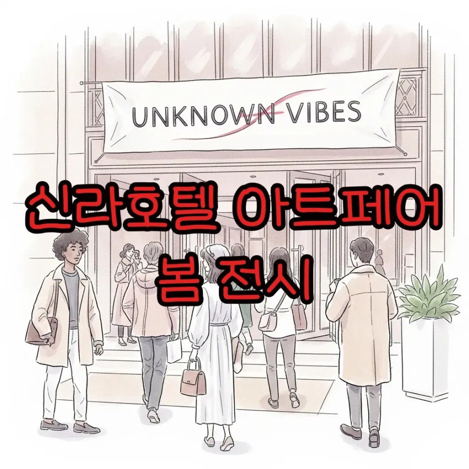 신라호텔에서 열리는 아트페어 입구의 설레는 풍경