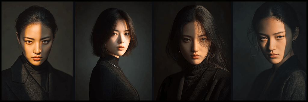 Split Lighting 기법으로 인상적인 명암 대비를 강조한 사진 예시_Midjourney