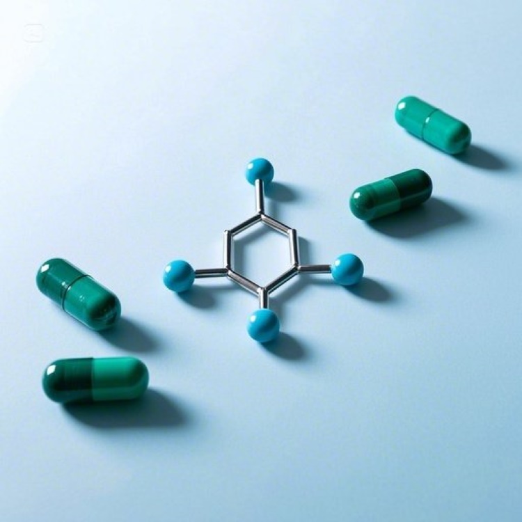 깔끔한 흰색 배경에 다양한 형태의 글루타치온 영양제들(캡슐, 정제, 설하정)이 정돈되게 배치되어 있고, 중앙에는 글루타치온의 분자 구조도가 은은하게 표현된 이미지. 전체적으로 청결하고 전문적인 느낌의 의료/건강 관련 이미지
