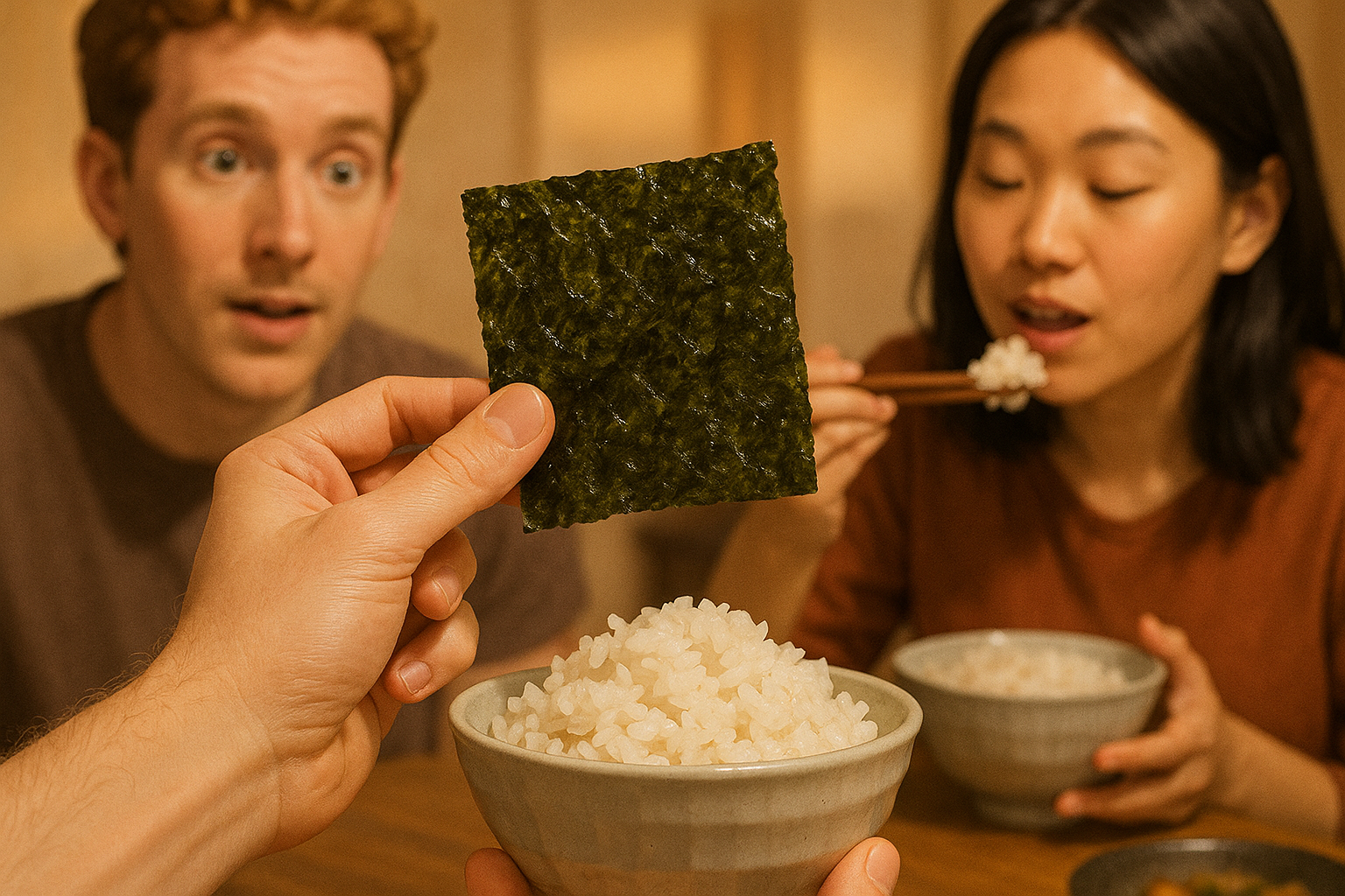 서양인 아시아인 그리고 밥과 김 일러스트