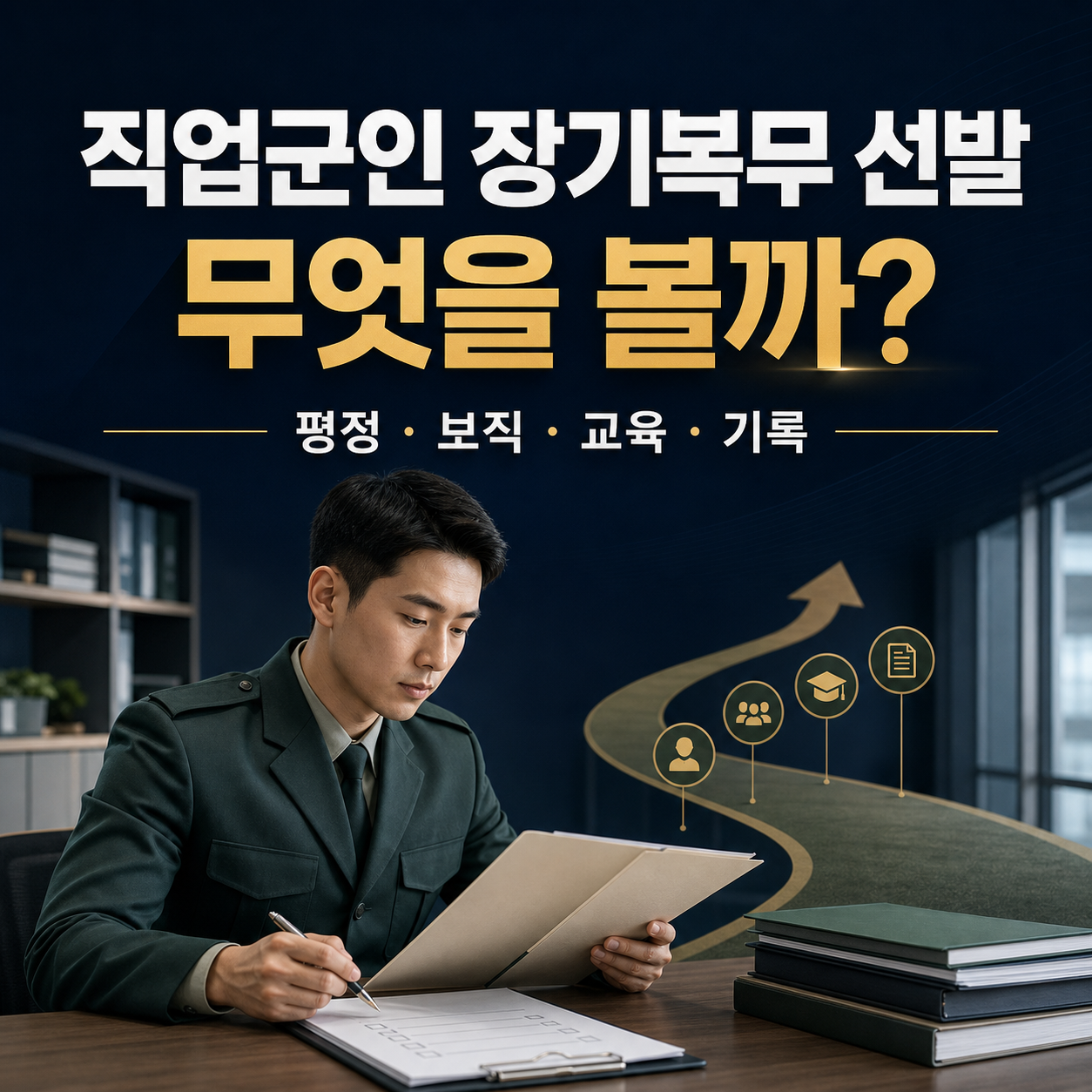 직업군인 장기복무 선발 시 근무평정 보직 교육 기록 평가 안내