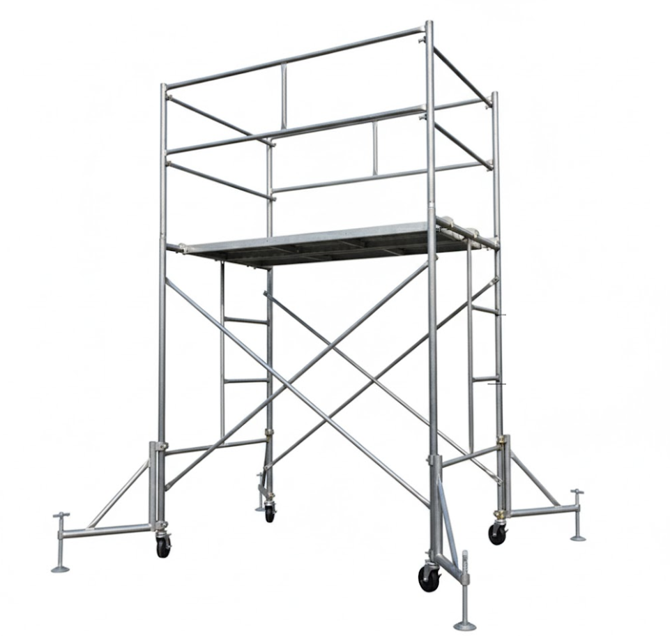 비티아시바 수직틀 가새 횡대 안전발판 바퀴 전조방지대 모두 설치된 모습