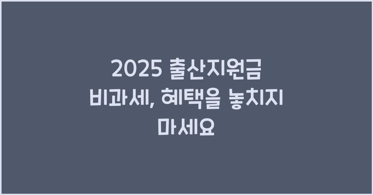 2025 출산지원금 비과세