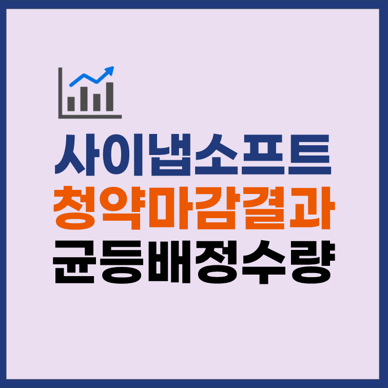 사이냅소프트 균등배정 수량 청약마감 비례경쟁률