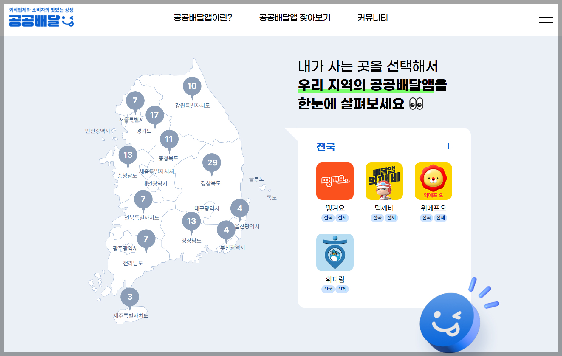 공공배달앱, 통합포털